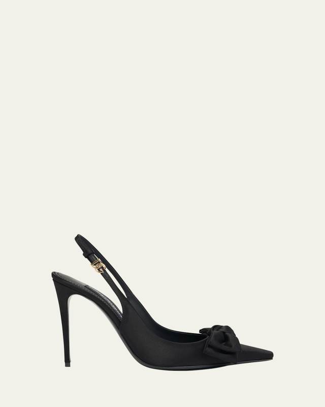Satin Bow Slingback Pumps
